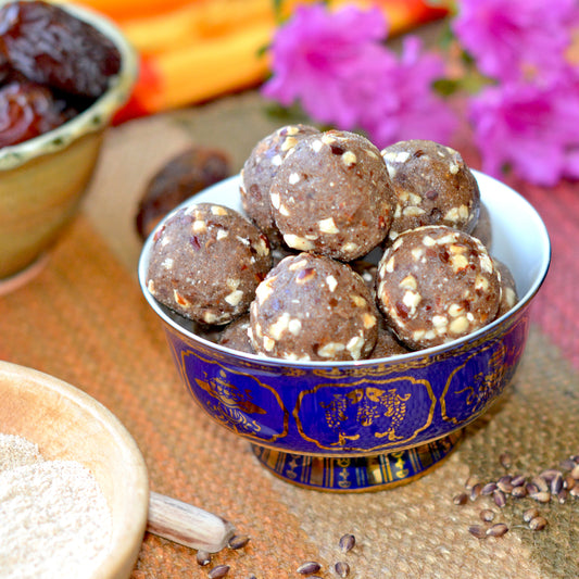 Purple Barley Tsamba Bites with Oregon Hazelnuts