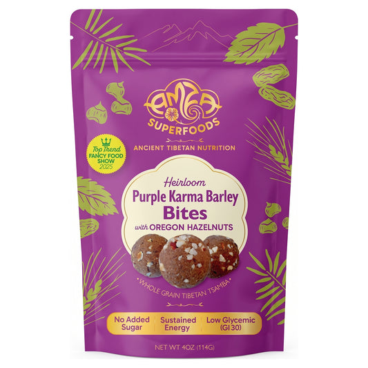 Purple Barley Tsamba Bites with Oregon Hazelnuts