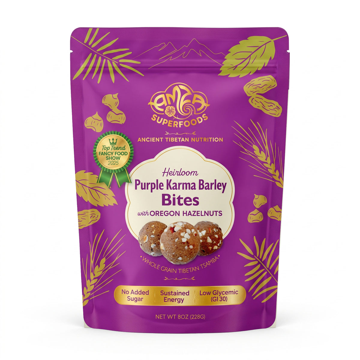 Purple Barley Tsamba Bites with Oregon Hazelnuts