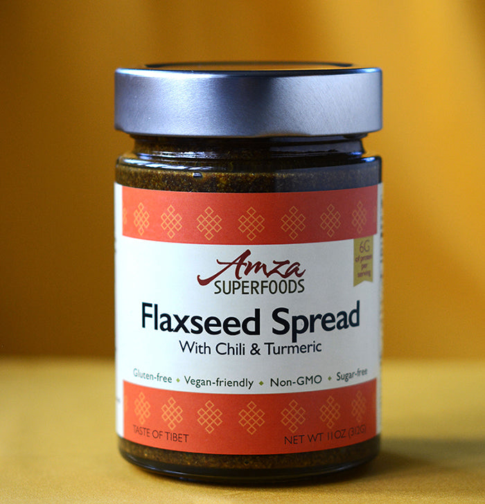 Flax seed butter spread with chili, turmeric, Sichuan pepper